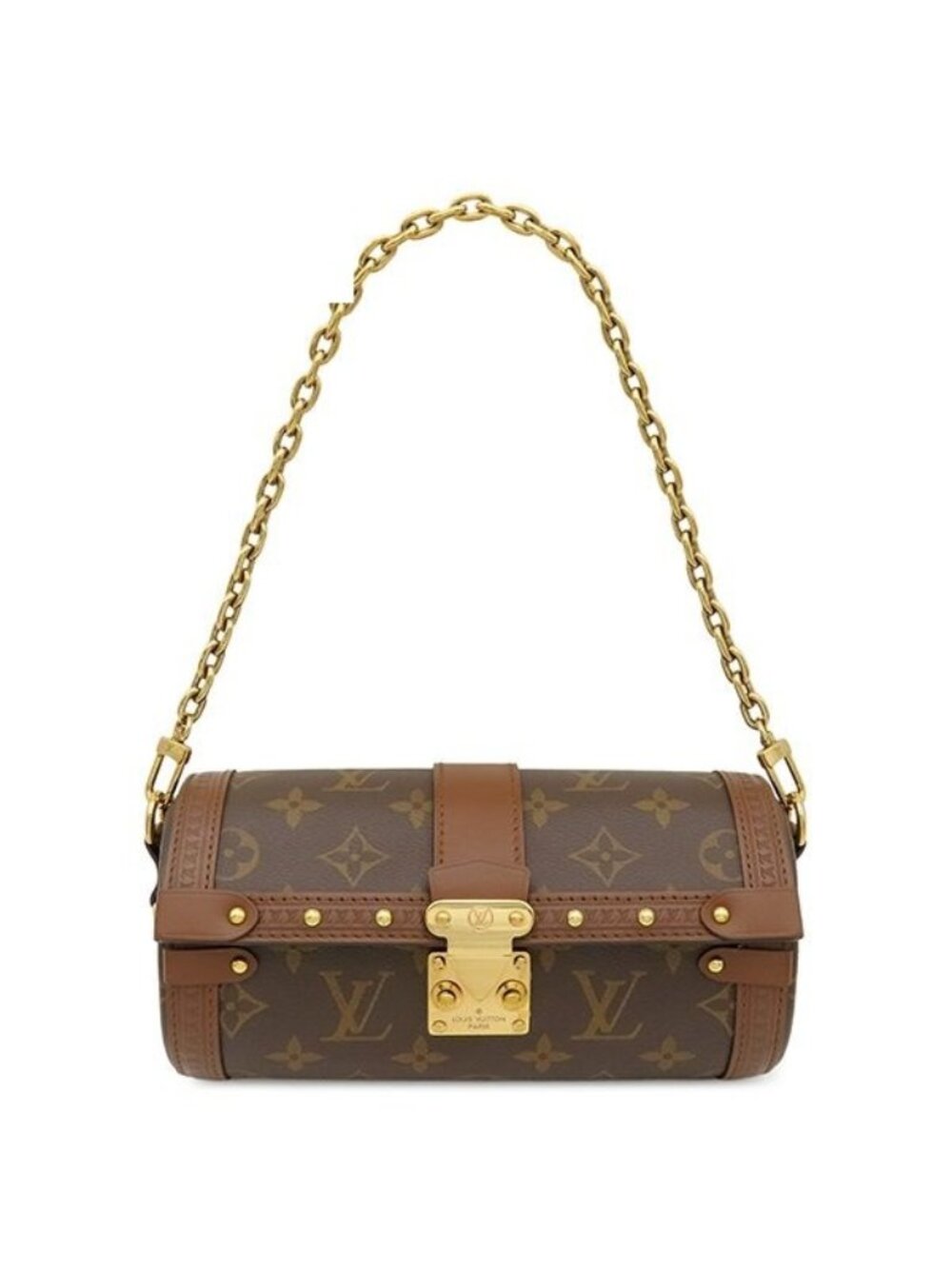 Louis Vuitton 2-Way Papillon Trunk Monogram Canvas Gold Shoulder Bag Chain